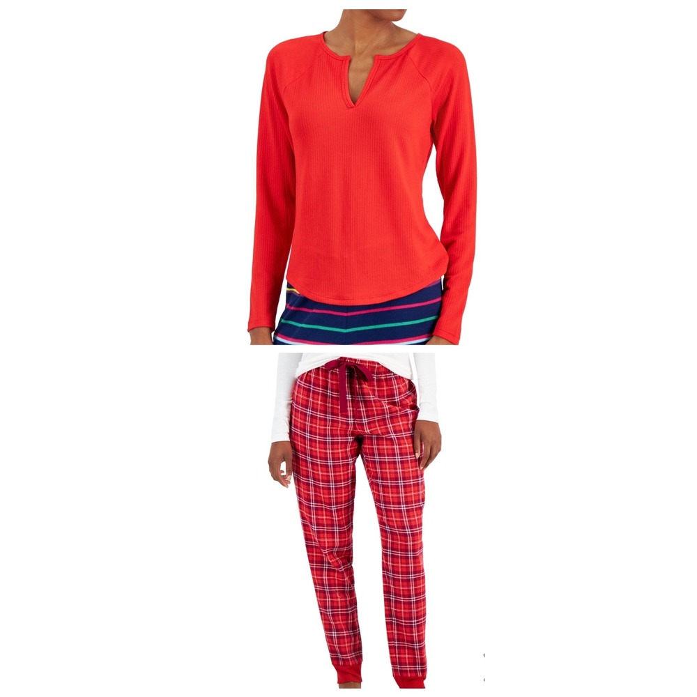 Jenni Women's Cotton‎ Flannel Pajama Pants and Pajama Top - Red - Size XL